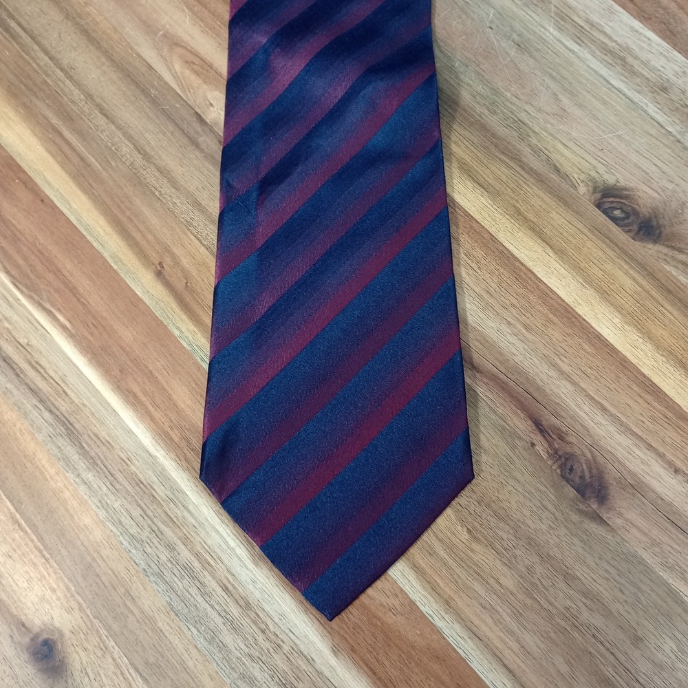 Vintage Valerio Garati Tie Necktie 100% Silk Striped Burgundy Maroon Blue Korea